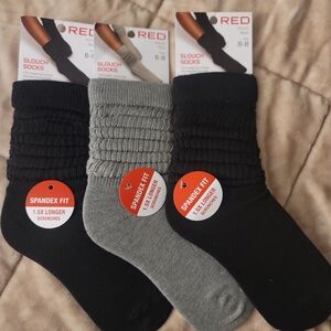 3pk Slouch Socks - Black, Grey, and Black